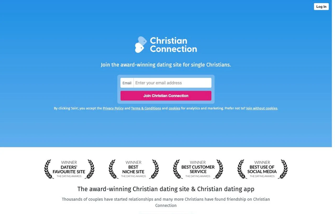 Christian Connection dating site homepage preview