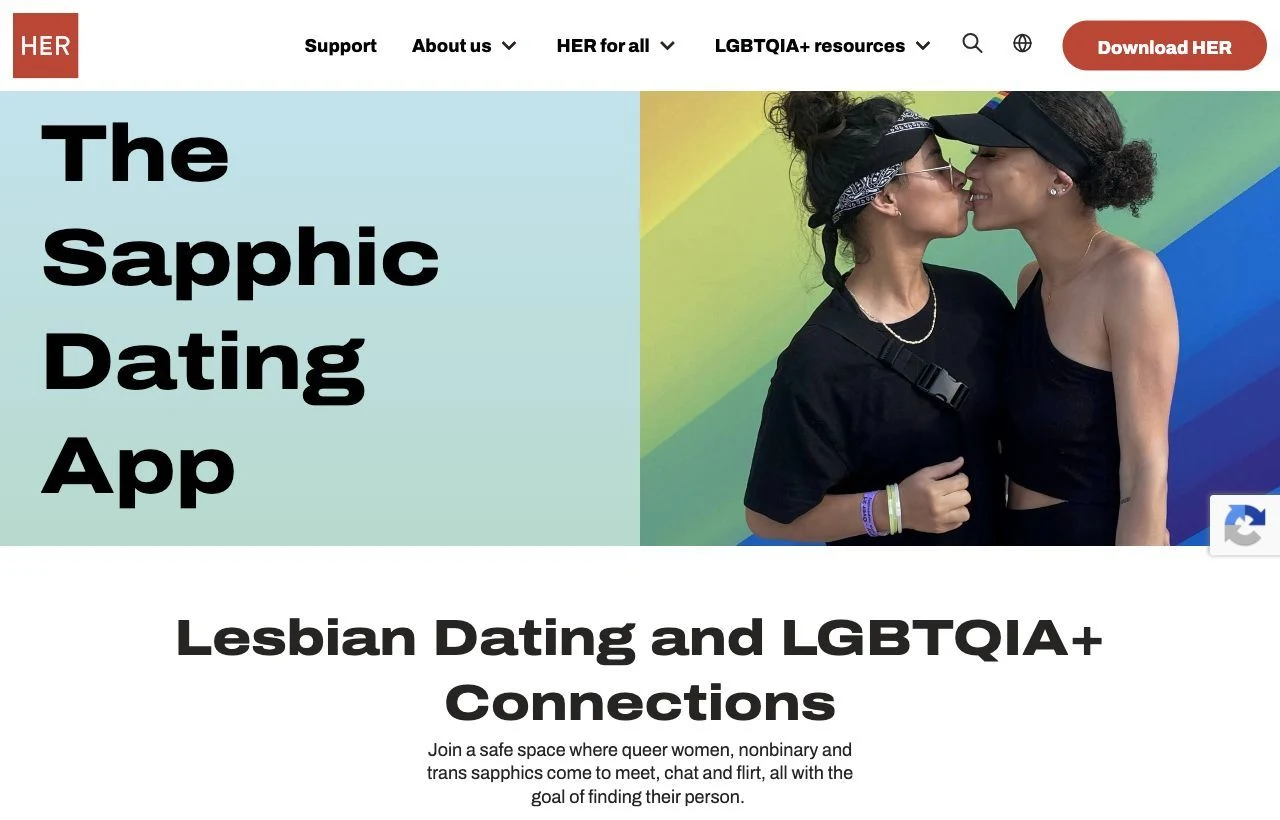 HER lesbian and LGBTQ dating app homepage preview