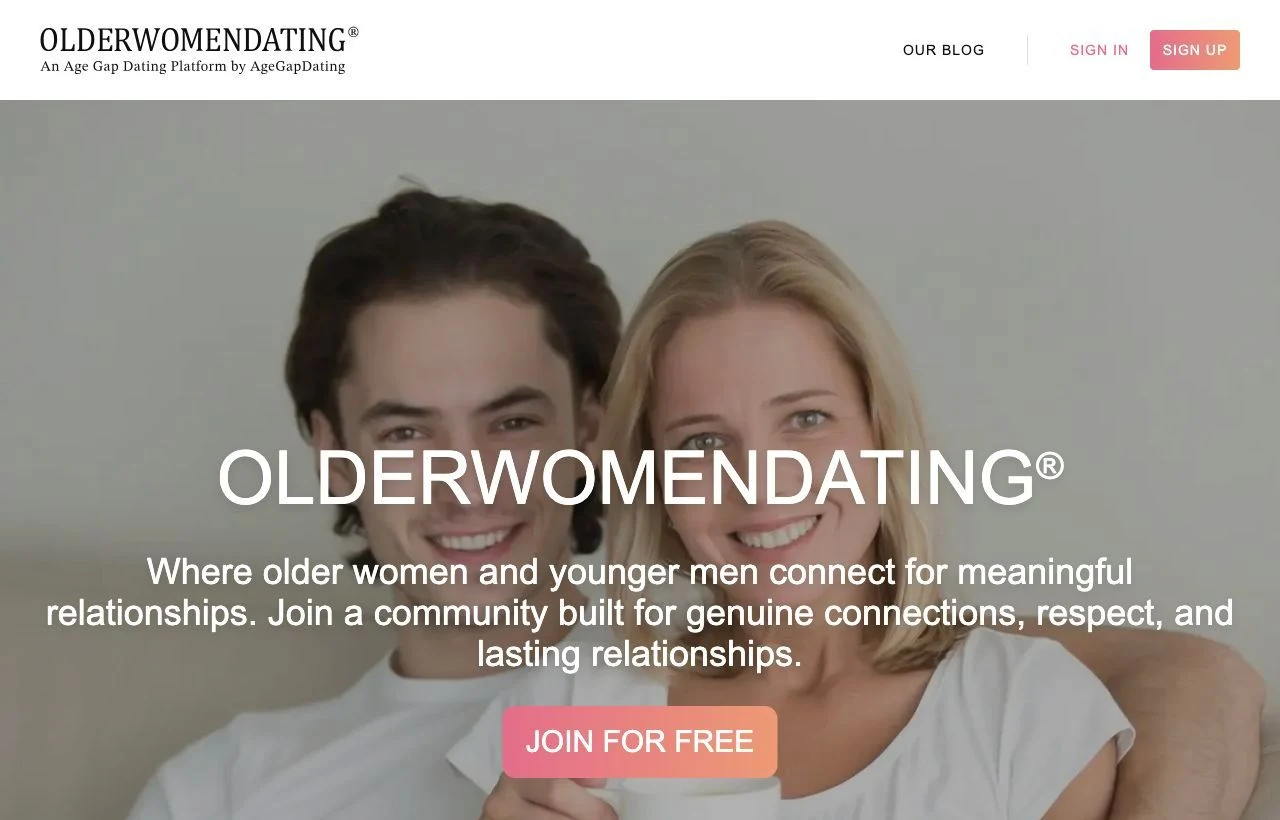 OlderWomenDating website homepage preview