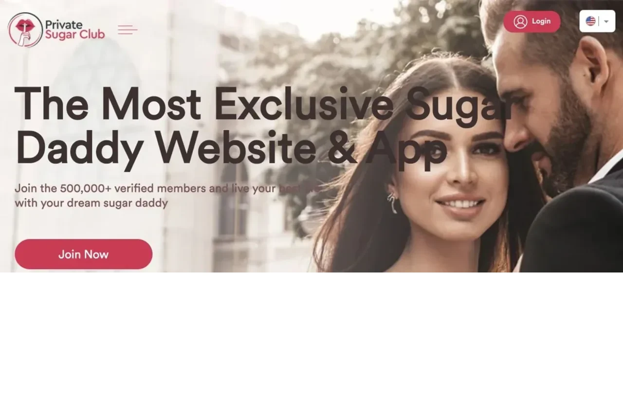 Private Sugar Club sugar dating website homepage preview