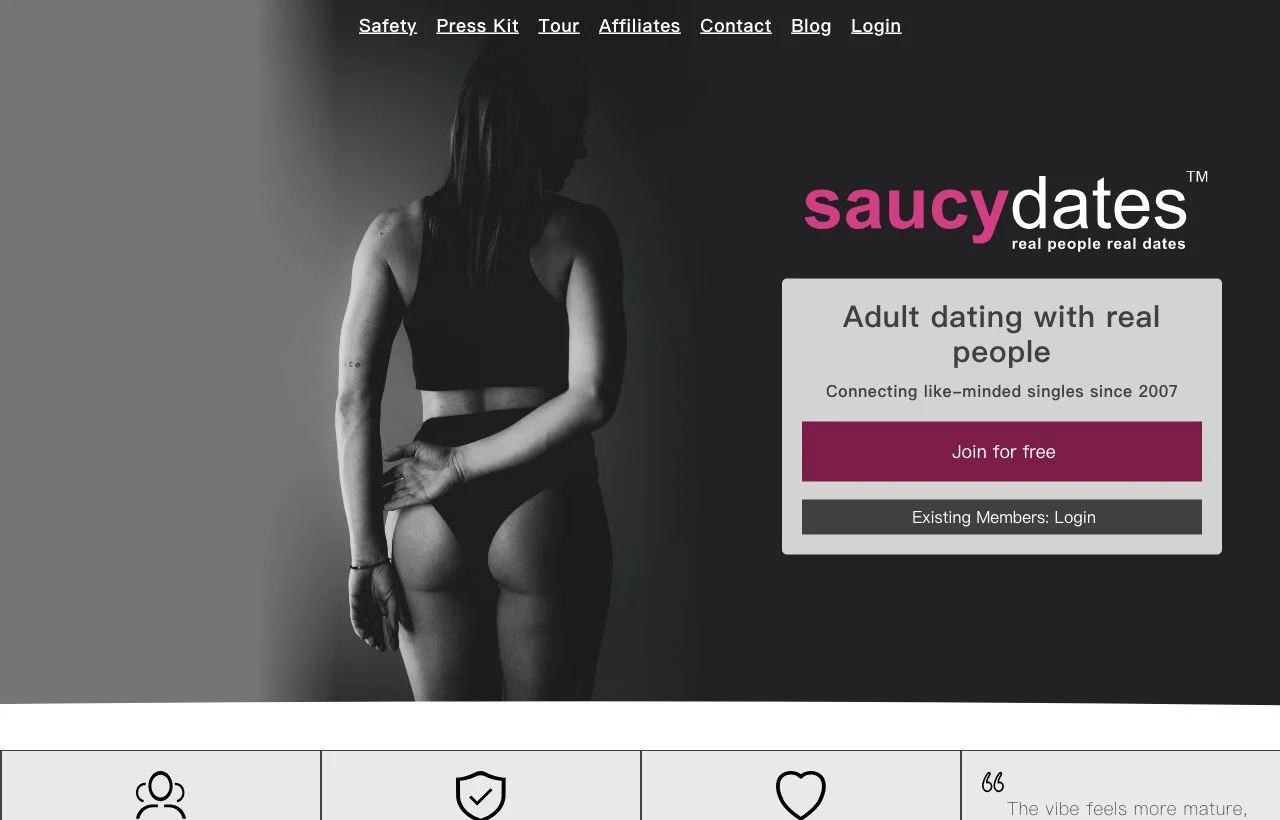 SaucyDates dating site homepage preview