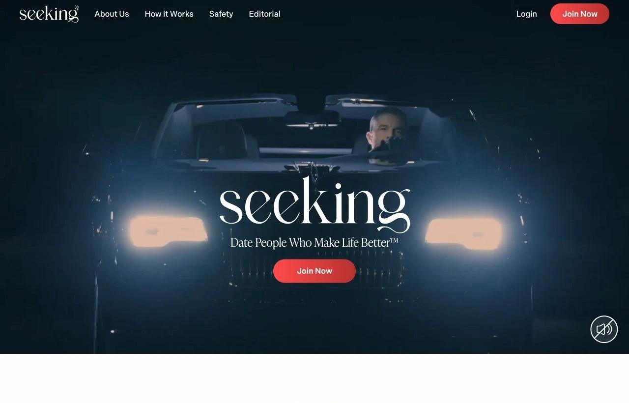 Seeking luxury dating website homepage preview