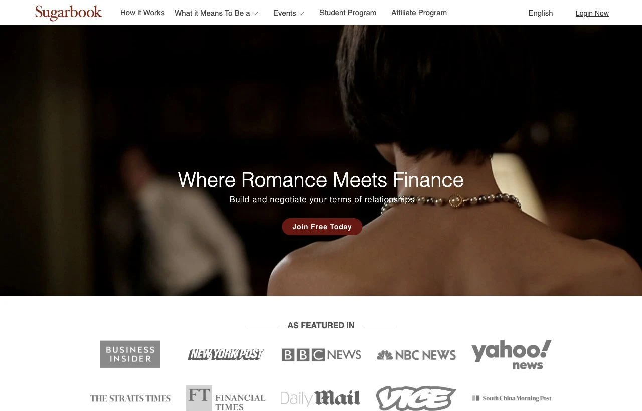 SugarBook UK sugar dating website homepage preview
