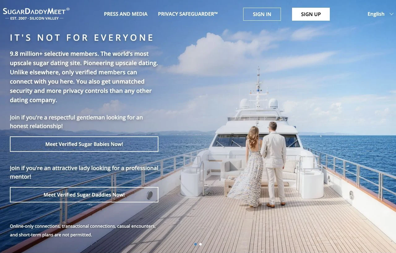 SugarDaddyMeet sugar dating website homepage preview