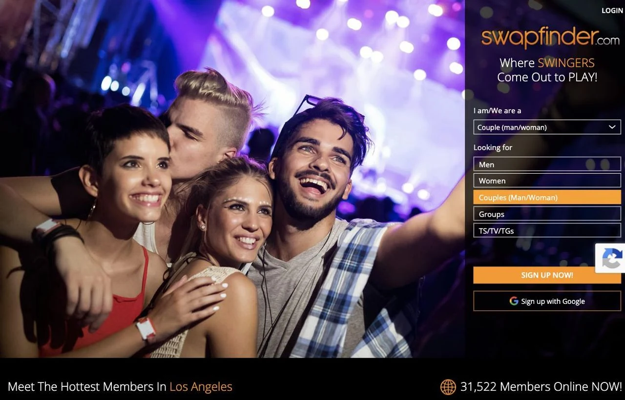 SwapFinder dating site homepage preview