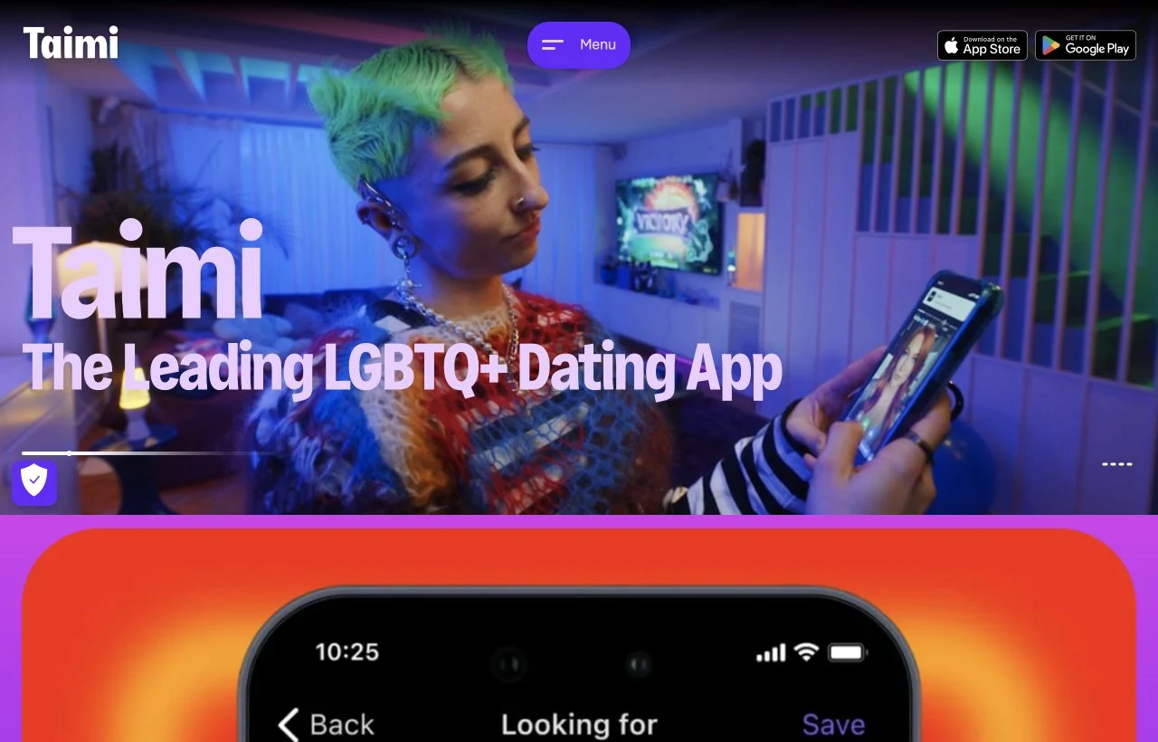 Taimi LGBTQ dating app homepage preview