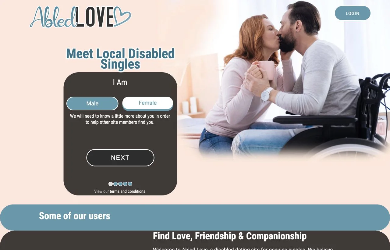 Abled Love dating site homepage preview