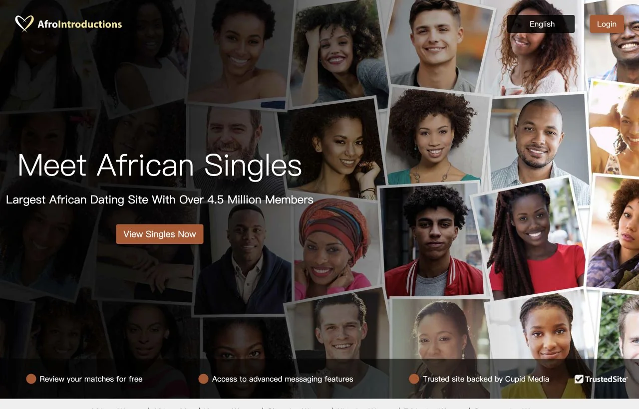 AfroIntroductions dating site homepage preview