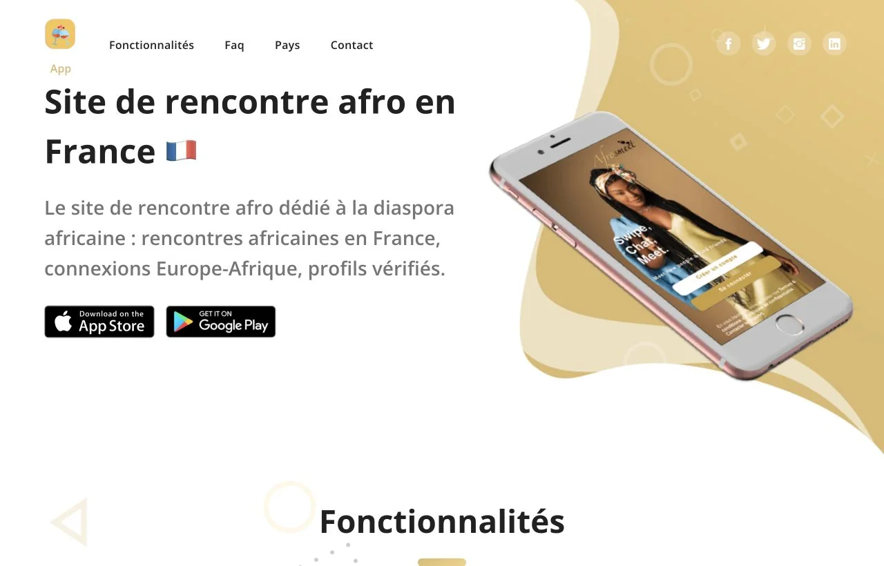 Afrosmeet dating site homepage preview