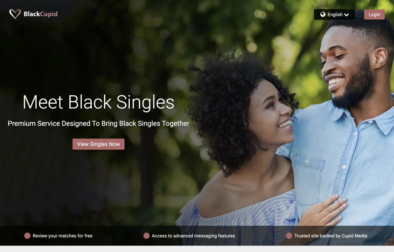 BlackCupid dating site homepage preview