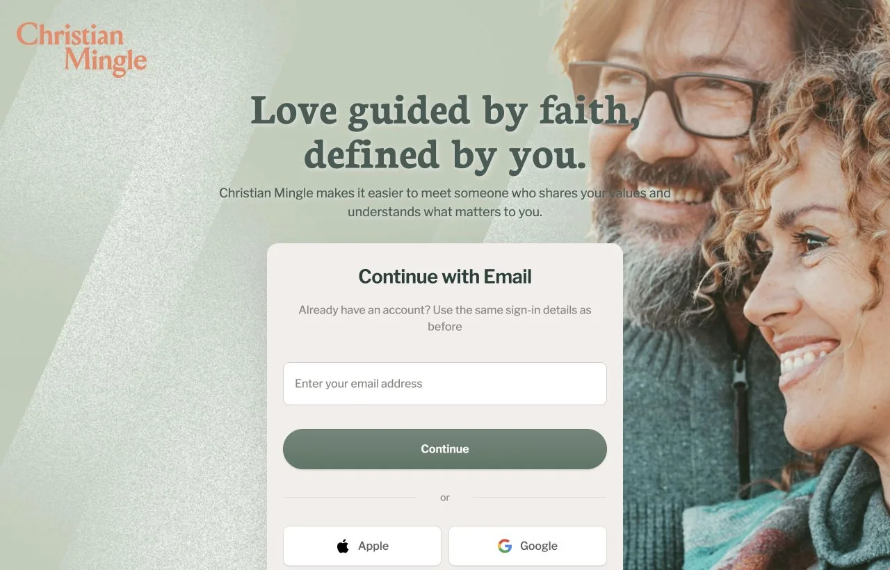 Christian Mingle homepage preview