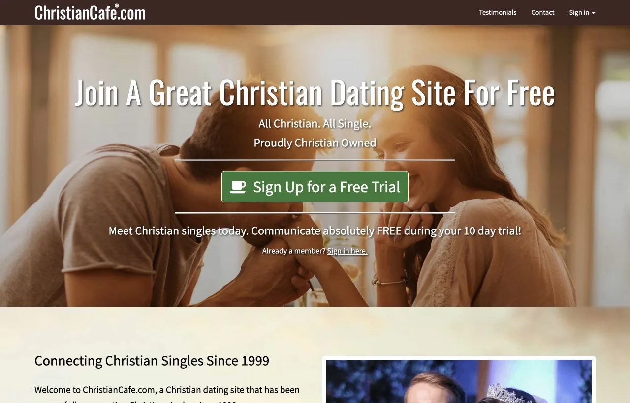 ChristianCafe homepage preview