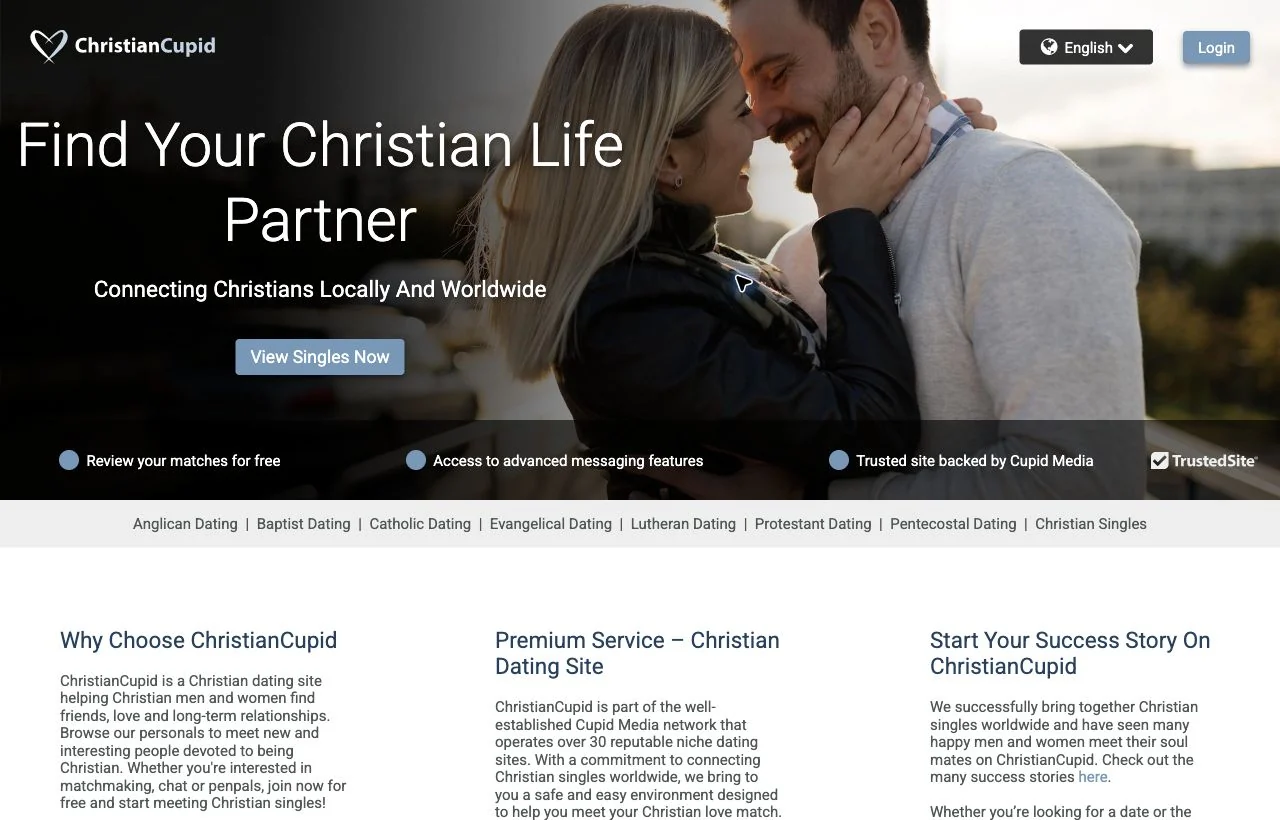 ChristianCupid homepage preview