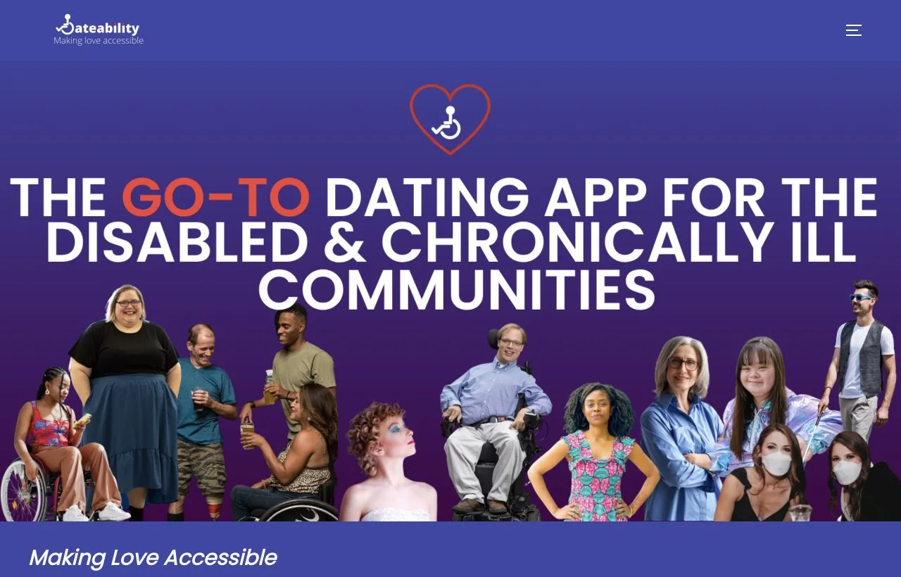 Dateability dating site homepage preview