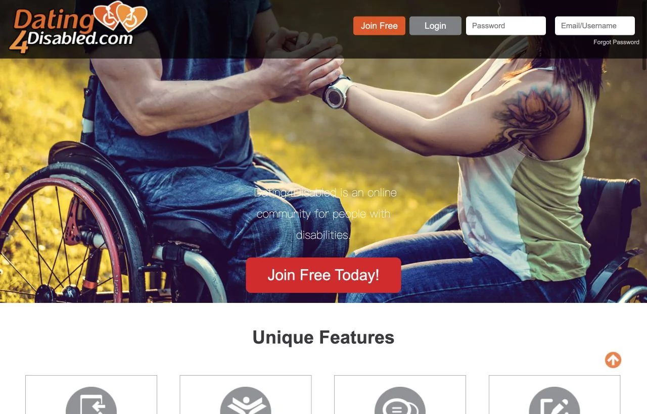 Dating4Disabled dating site homepage preview