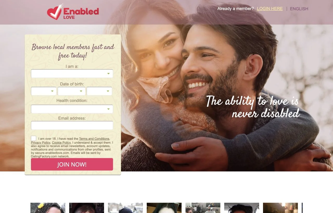 EnabledLove homepage preview
