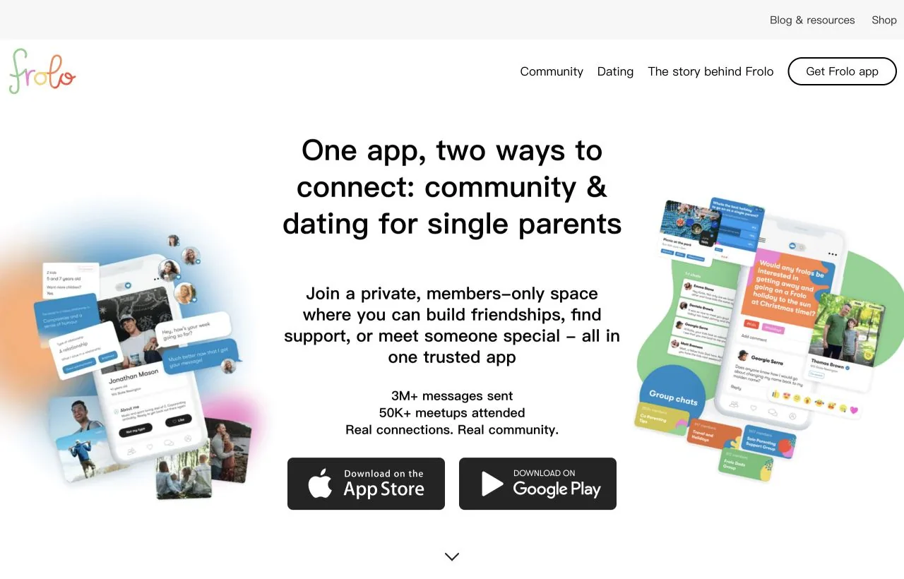 Frolo dating site homepage preview