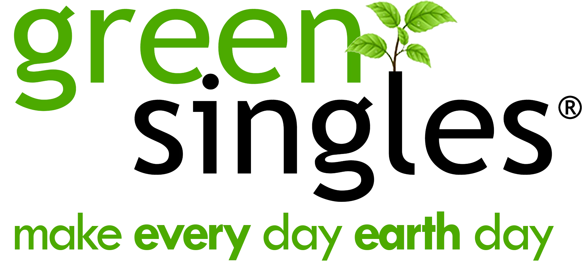 Green Singles logo with green leaves and the tagline Make every day earth day