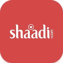 Shaadi.com official app icon with white lettering on a red background