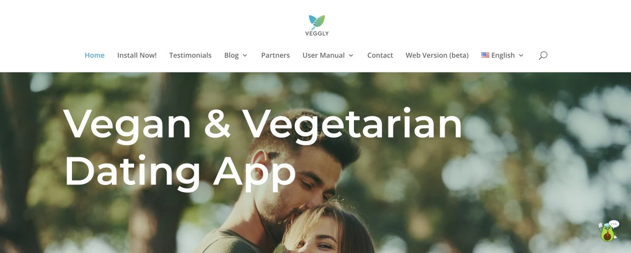 Veggly official website introducing its vegan and vegetarian dating app
